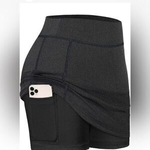 BLEVONH  Inner Shorts Elastic Sports Golf Tennis Skort with Pockets Size Large‎
